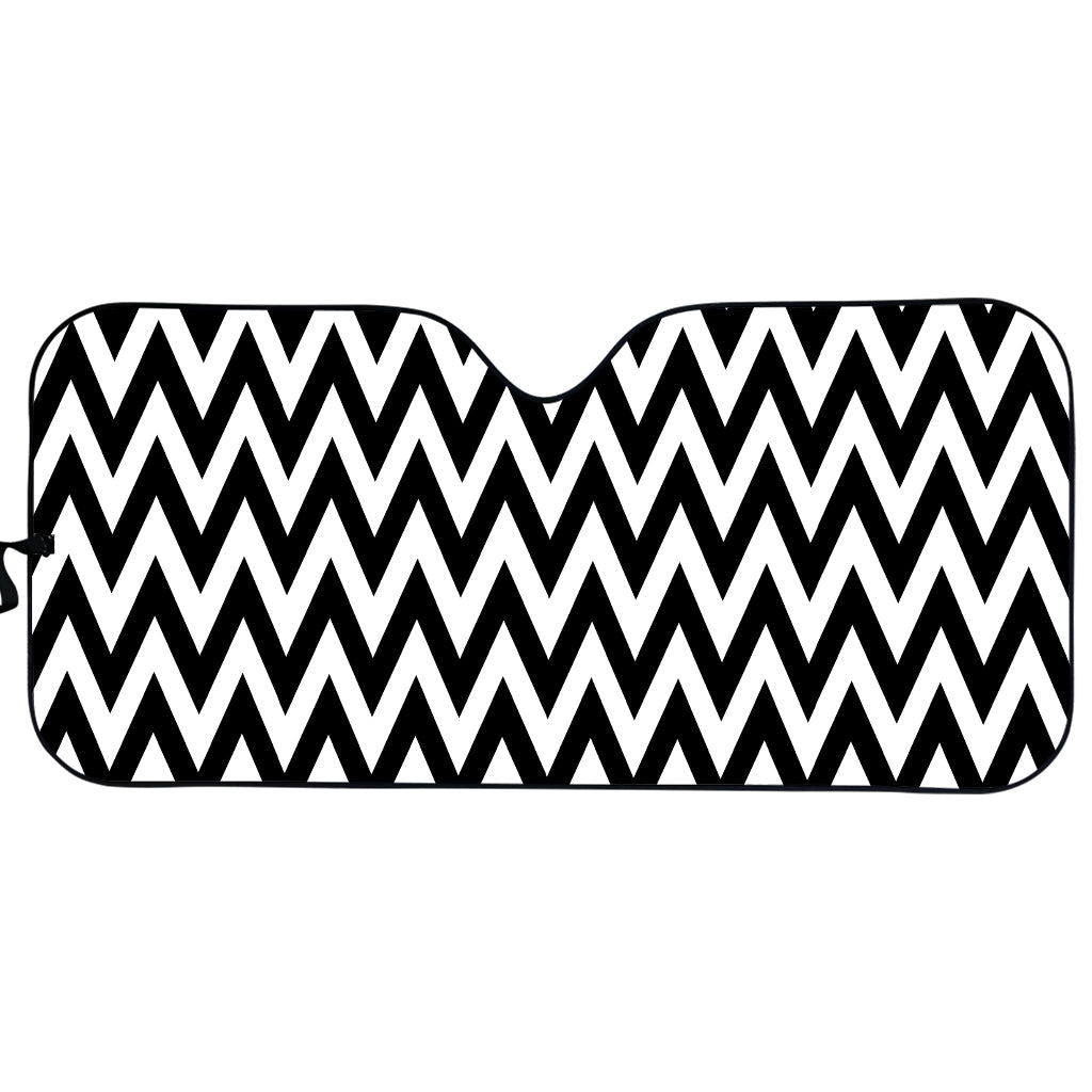 Black And White Zigzag Pattern Print Car Sun Shade