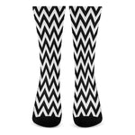 Black And White Zigzag Pattern Print Crew Socks