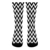 Black And White Zigzag Pattern Print Crew Socks