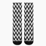 Black And White Zigzag Pattern Print Crew Socks