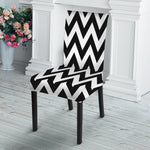 Black And White Zigzag Pattern Print Dining Chair Slipcover
