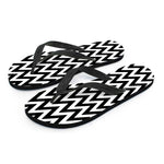 Black And White Zigzag Pattern Print Flip Flops