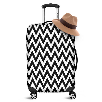 Black And White Zigzag Pattern Print Luggage Cover