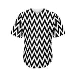 Black And White Zigzag Pattern Print Men's Baseball Jersey