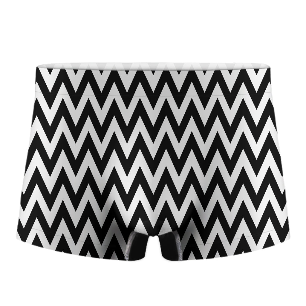 Black And White Zigzag Pattern Print Men's Boxer Briefs