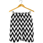 Black And White Zigzag Pattern Print Men's Shorts