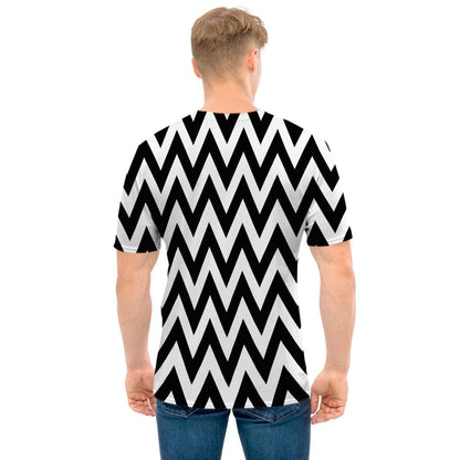 Black And White Zigzag Pattern Print Men's T-Shirt