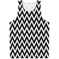 Black And White Zigzag Pattern Print Men's Tank Top