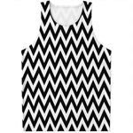 Black And White Zigzag Pattern Print Men's Tank Top