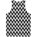 Black And White Zigzag Pattern Print Men's Tank Top