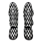 Black And White Zigzag Pattern Print Muay Thai Shin Guard
