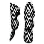 Black And White Zigzag Pattern Print Muay Thai Shin Guard