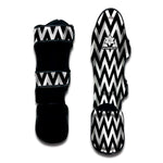 Black And White Zigzag Pattern Print Muay Thai Shin Guard