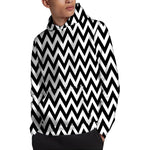 Black And White Zigzag Pattern Print Pullover Hoodie