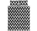 Black And White Zigzag Pattern Print Quilt Bed Set