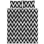 Black And White Zigzag Pattern Print Quilt Bed Set