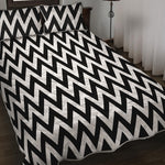 Black And White Zigzag Pattern Print Quilt Bed Set