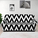 Black And White Zigzag Pattern Print Sofa Cover