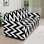 Black And White Zigzag Pattern Print Sofa Cover