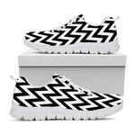 Black And White Zigzag Pattern Print White Sneakers