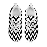 Black And White Zigzag Pattern Print White Sneakers
