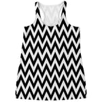 Black And White Zigzag Pattern Print Women's Racerback Tank Top