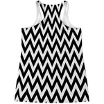 Black And White Zigzag Pattern Print Women's Racerback Tank Top
