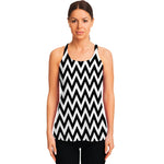Black And White Zigzag Pattern Print Women's Racerback Tank Top