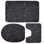 Black And White Zodiac Stars Print 3 Piece Bath Mat Set
