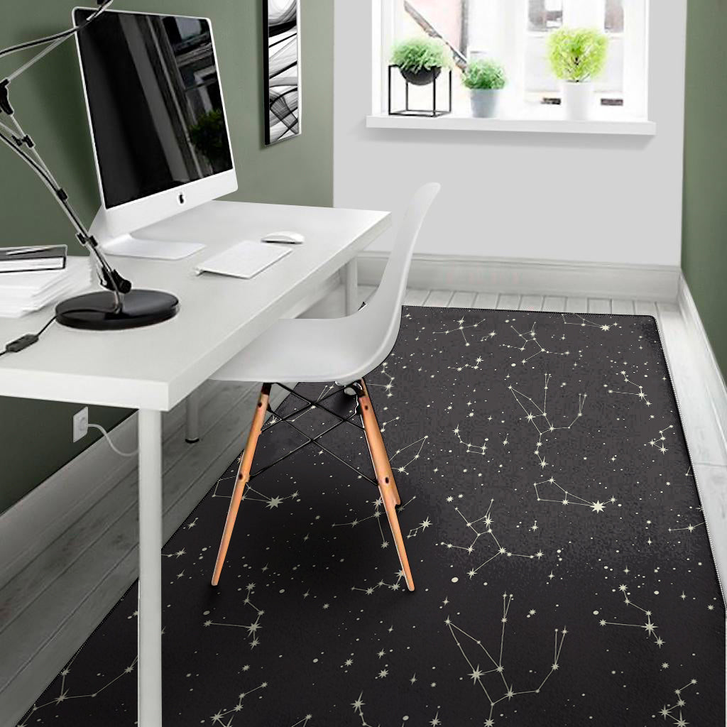 Black And White Zodiac Stars Print Area Rug