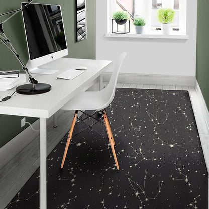 Black And White Zodiac Stars Print Area Rug