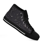 Black And White Zodiac Stars Print Black High Top Shoes