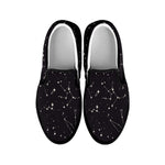 Black And White Zodiac Stars Print Black Slip On Shoes