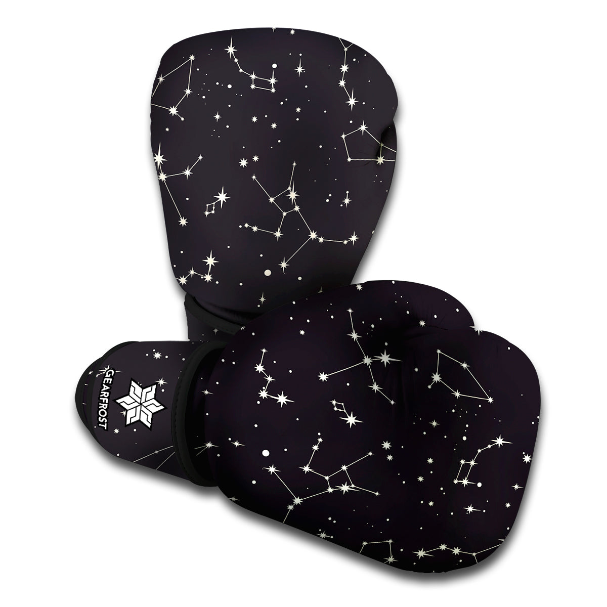 Black And White Zodiac Stars Print Boxing Gloves