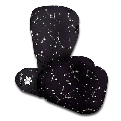 Black And White Zodiac Stars Print Boxing Gloves