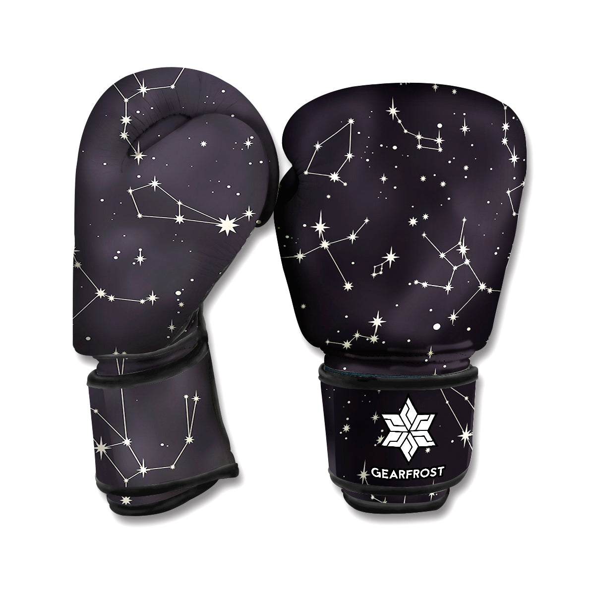 Black And White Zodiac Stars Print Boxing Gloves