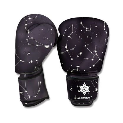 Black And White Zodiac Stars Print Boxing Gloves