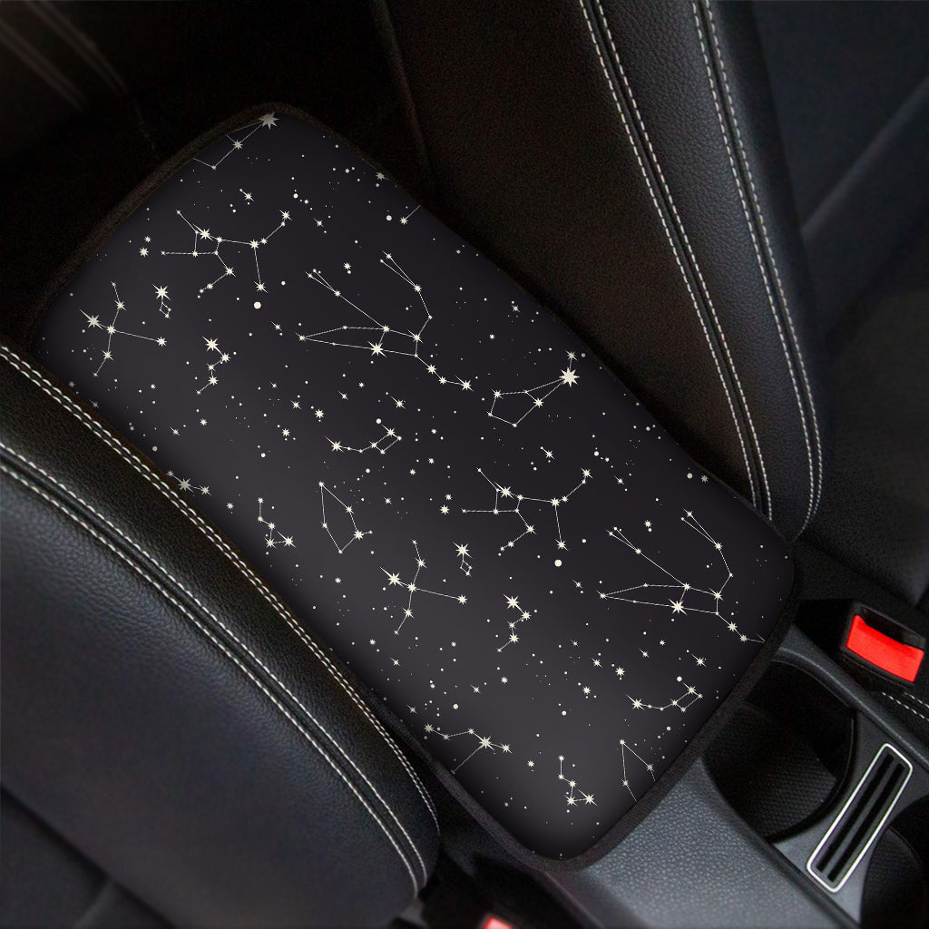 Black And White Zodiac Stars Print Car Center Console Cover