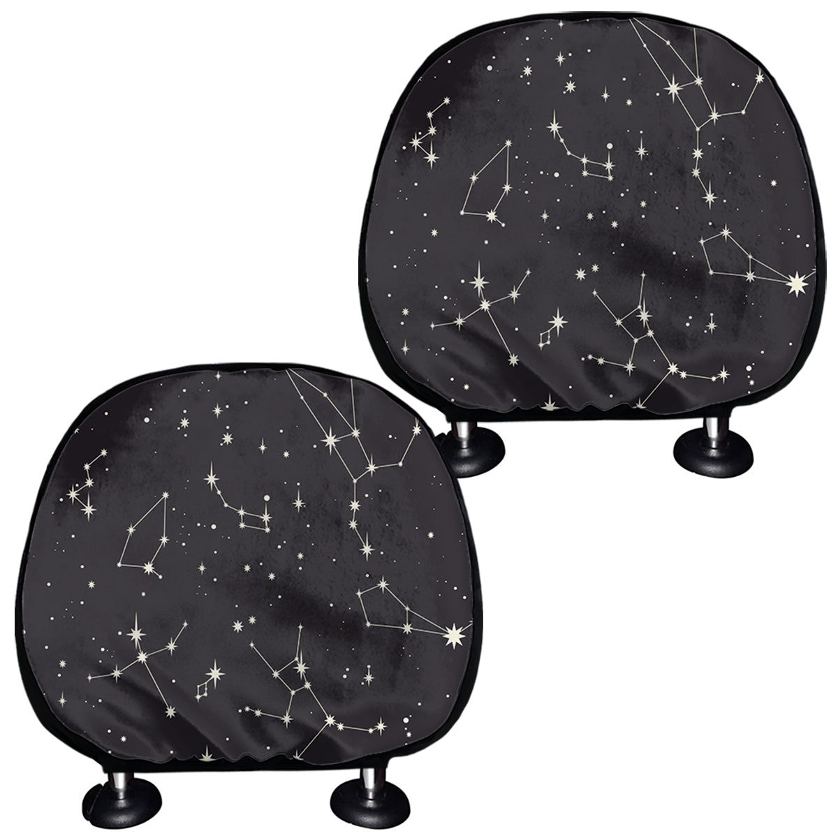 Black And White Zodiac Stars Print Car Headrest Covers