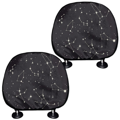 Black And White Zodiac Stars Print Car Headrest Covers
