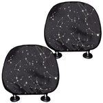 Black And White Zodiac Stars Print Car Headrest Covers