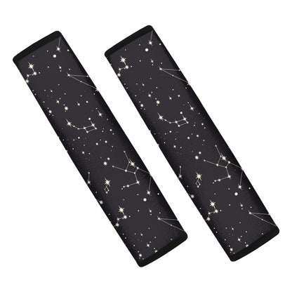 Black And White Zodiac Stars Print Car Seat Belt Covers