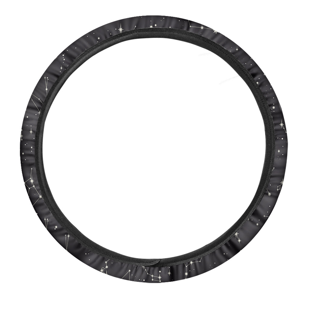Black And White Zodiac Stars Print Car Steering Wheel Cover