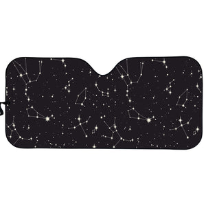 Black And White Zodiac Stars Print Car Sun Shade