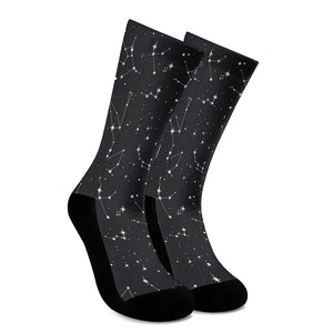 Black And White Zodiac Stars Print Crew Socks