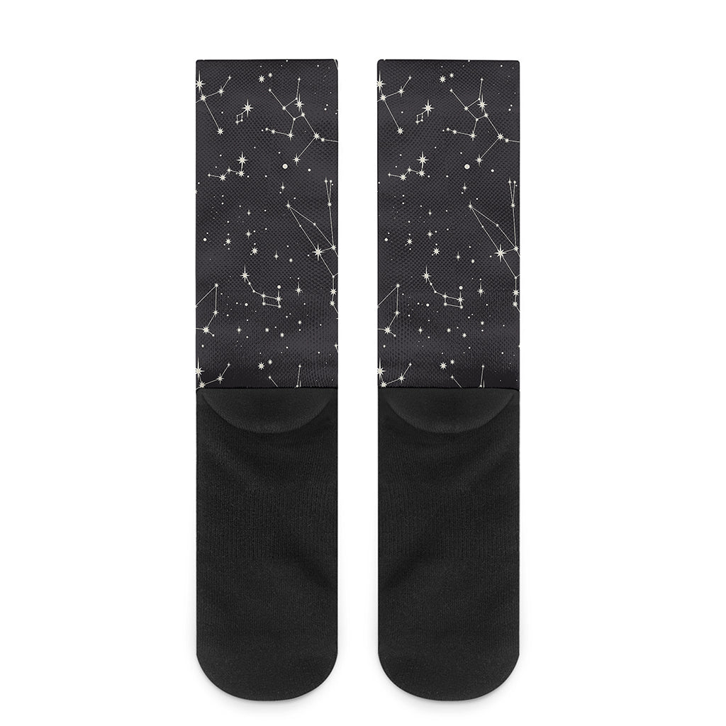 Black And White Zodiac Stars Print Crew Socks