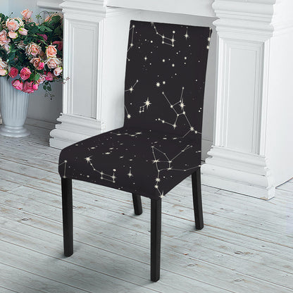Black And White Zodiac Stars Print Dining Chair Slipcover