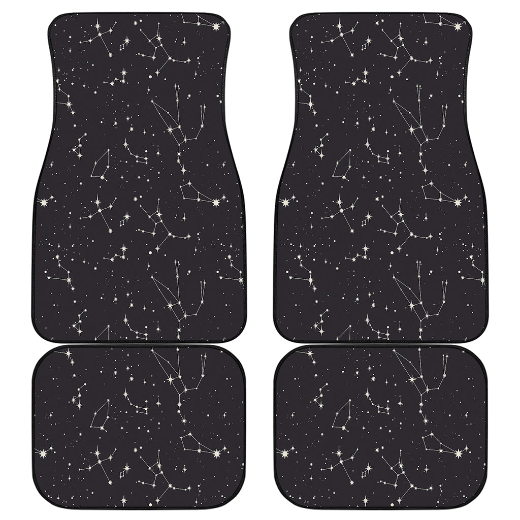 Black And White Zodiac Stars Print Front and Back Car Floor Mats