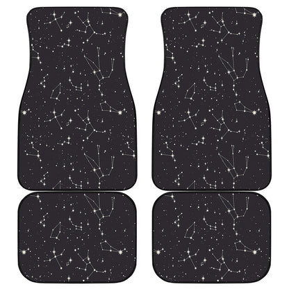 Black And White Zodiac Stars Print Front and Back Car Floor Mats