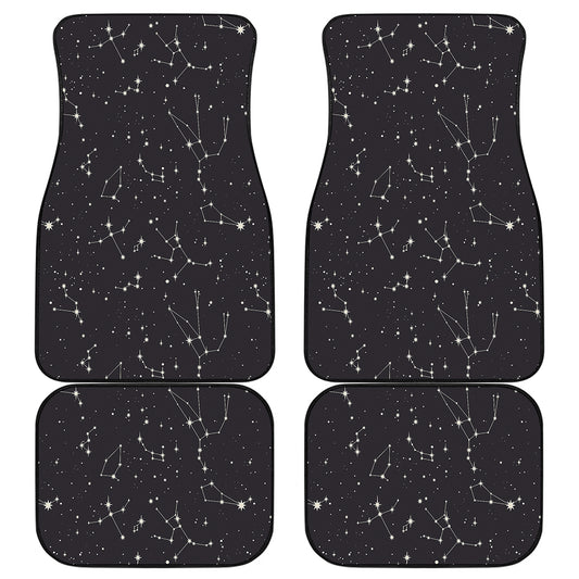 Black And White Zodiac Stars Print Front and Back Car Floor Mats
